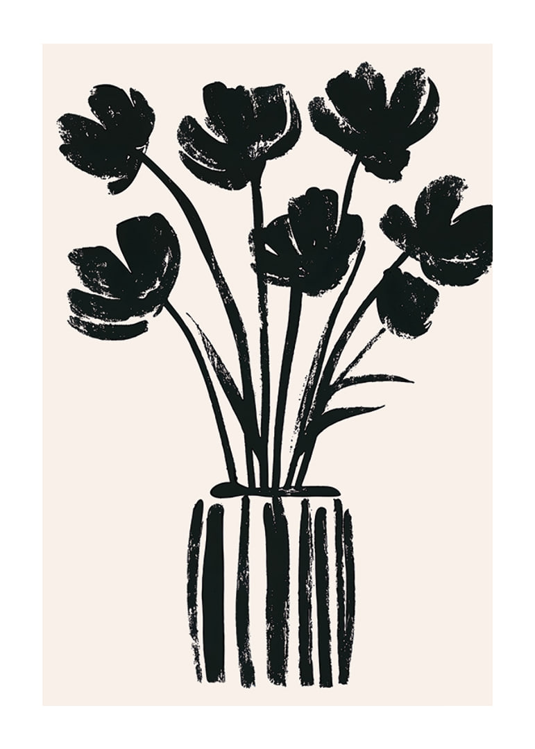 Black flowers in a vase create a harmonious silhouette-12