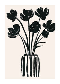 Black flowers in a vase create a harmonious silhouette-1