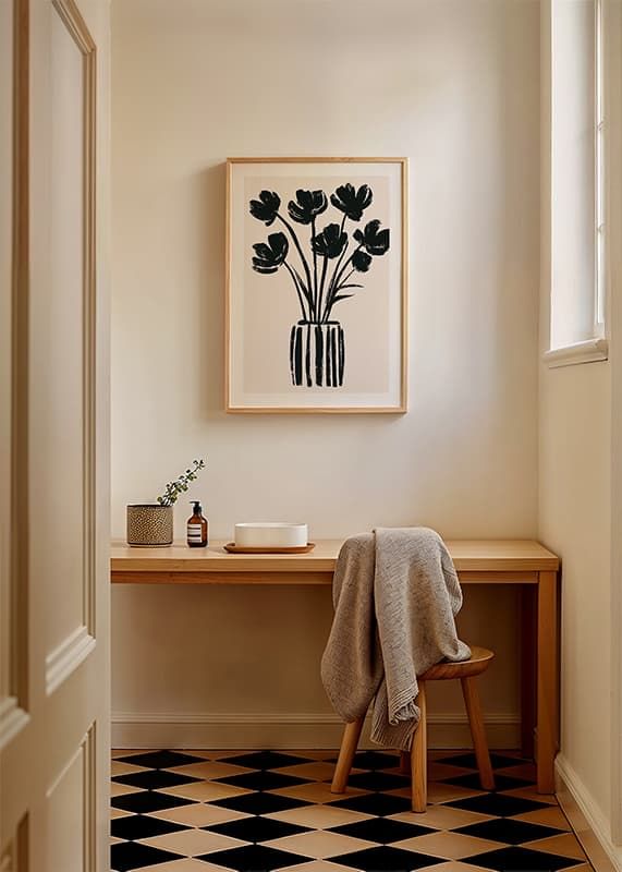 Black flowers in a vase create a harmonious silhouette-12