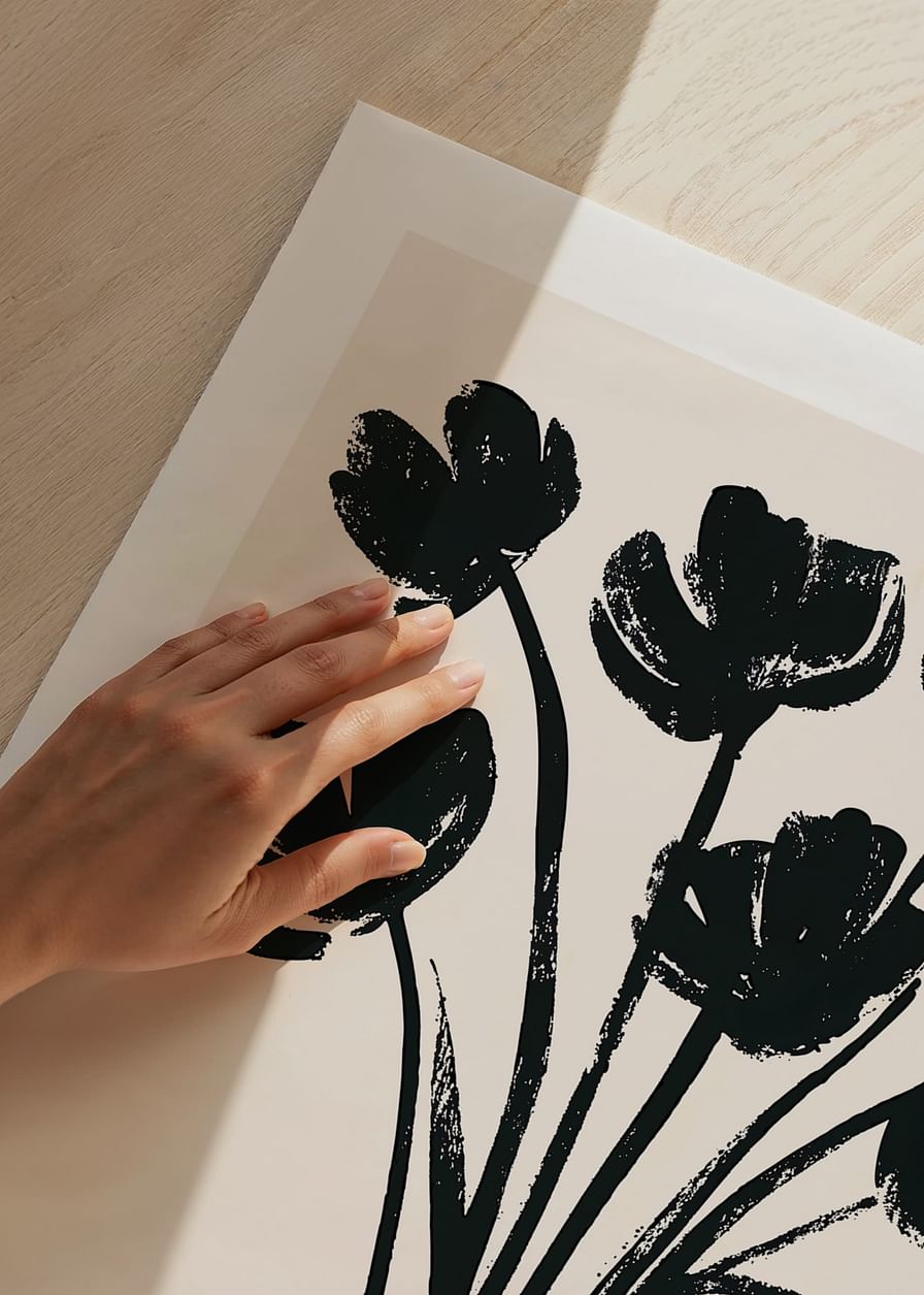 Black flowers in a vase create a harmonious silhouette-12