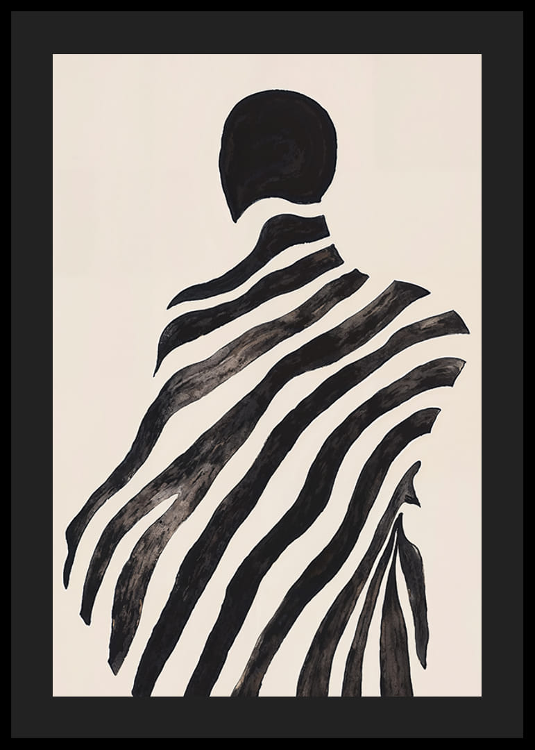 Tajomná silueta zachytená vo zvlnených čiernych pruhoch-12