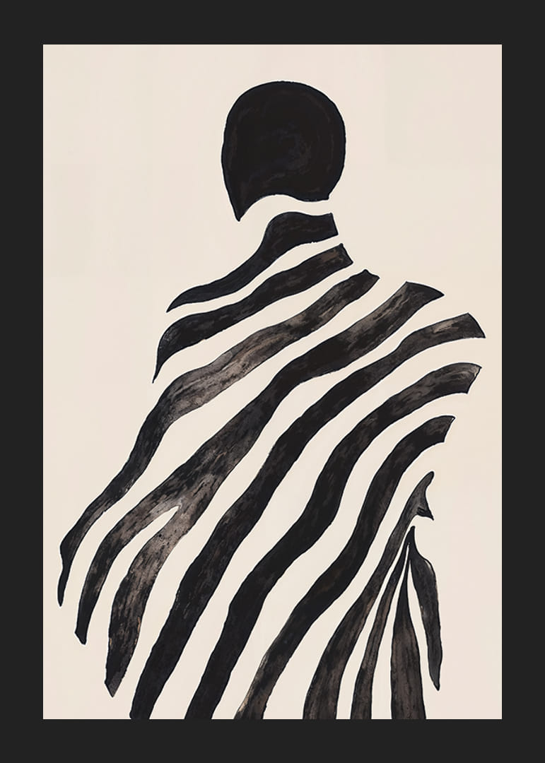 Tajomná silueta zachytená vo zvlnených čiernych pruhoch-12