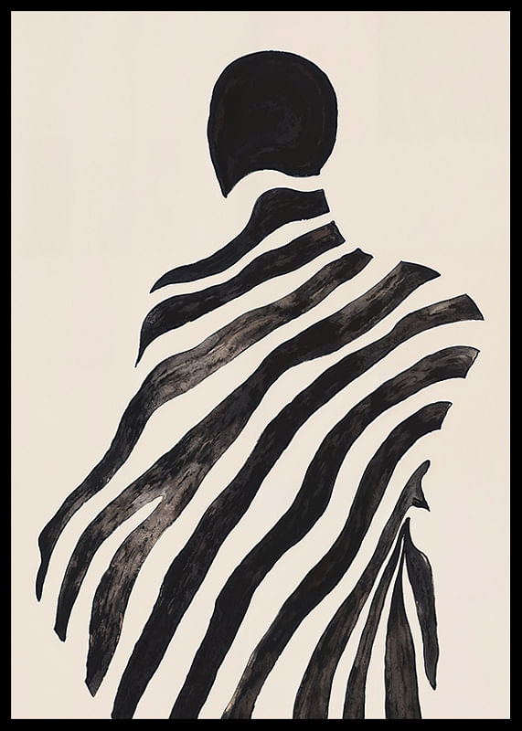 Une silhouette mystérieuse capturée dans des rayures noires ondulantes-12