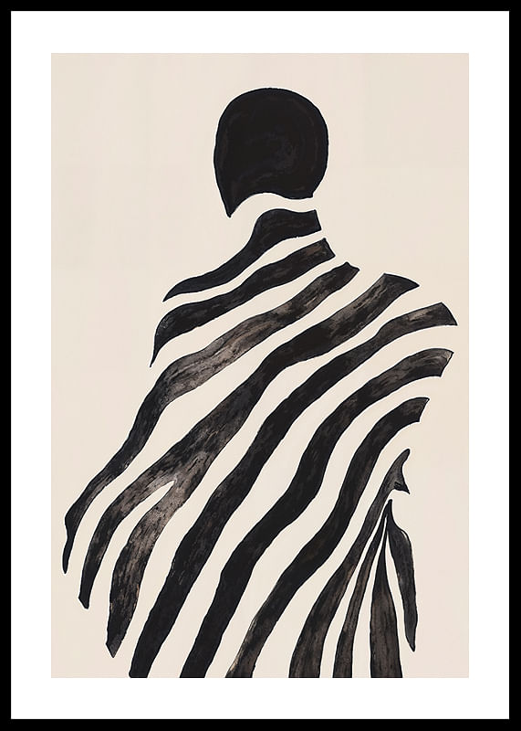 Une silhouette mystérieuse capturée dans des rayures noires ondulantes-12