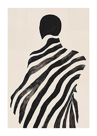 Une silhouette mystérieuse capturée dans des rayures noires ondulantes-1