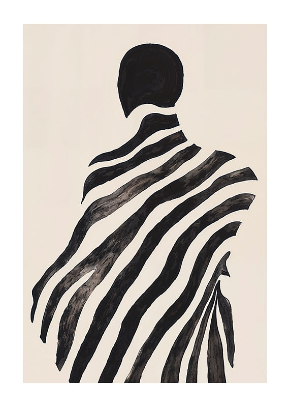 Une silhouette mystérieuse capturée dans des rayures noires ondulantes-12