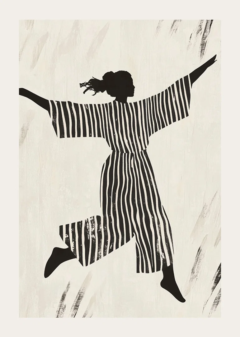 The silhouette's dance in stripes brings the wall to life-12