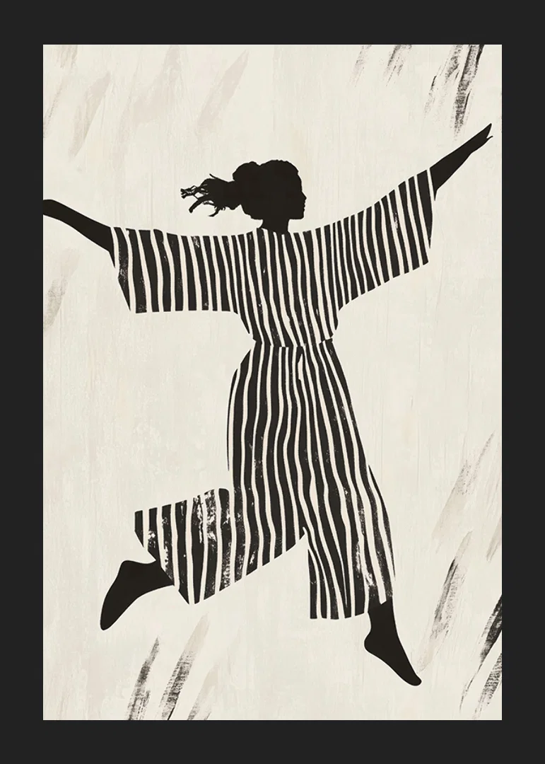 The silhouette's dance in stripes brings the wall to life-12