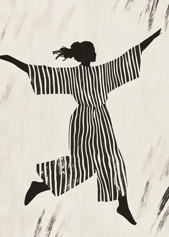 The silhouette's dance in stripes brings the wall to life-12