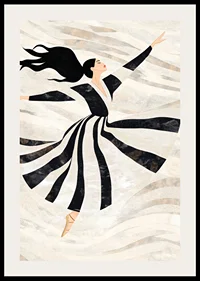 A dancer floats gracefully in black and white swirls-2