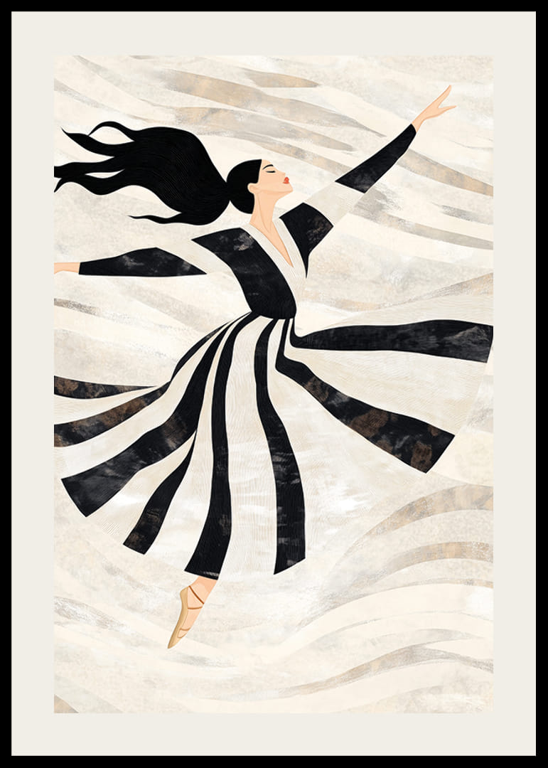 En dansös svävar graciöst i svartvita virvlar-12