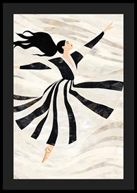 A dancer floats gracefully in black and white swirls-4