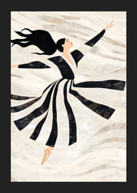 En dansös svävar graciöst i svartvita virvlar-5