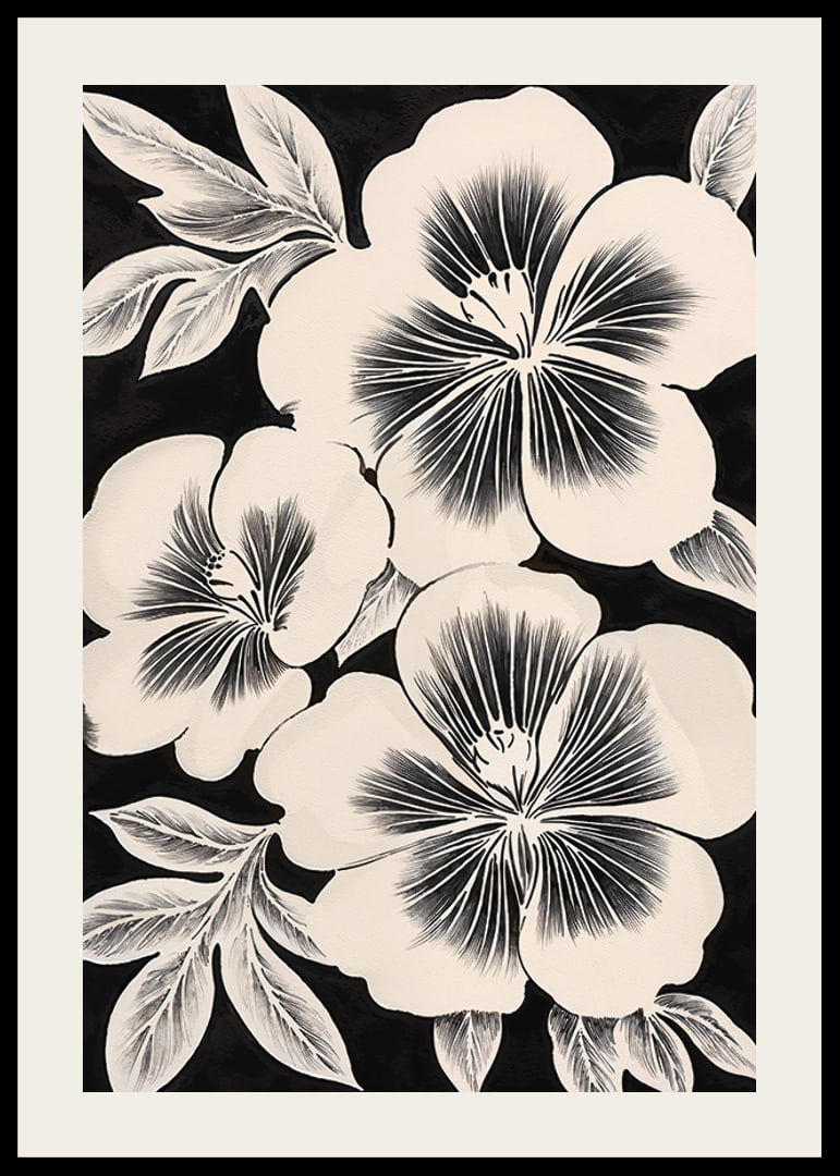 Black and white flowers spread timeless elegance in the room-12