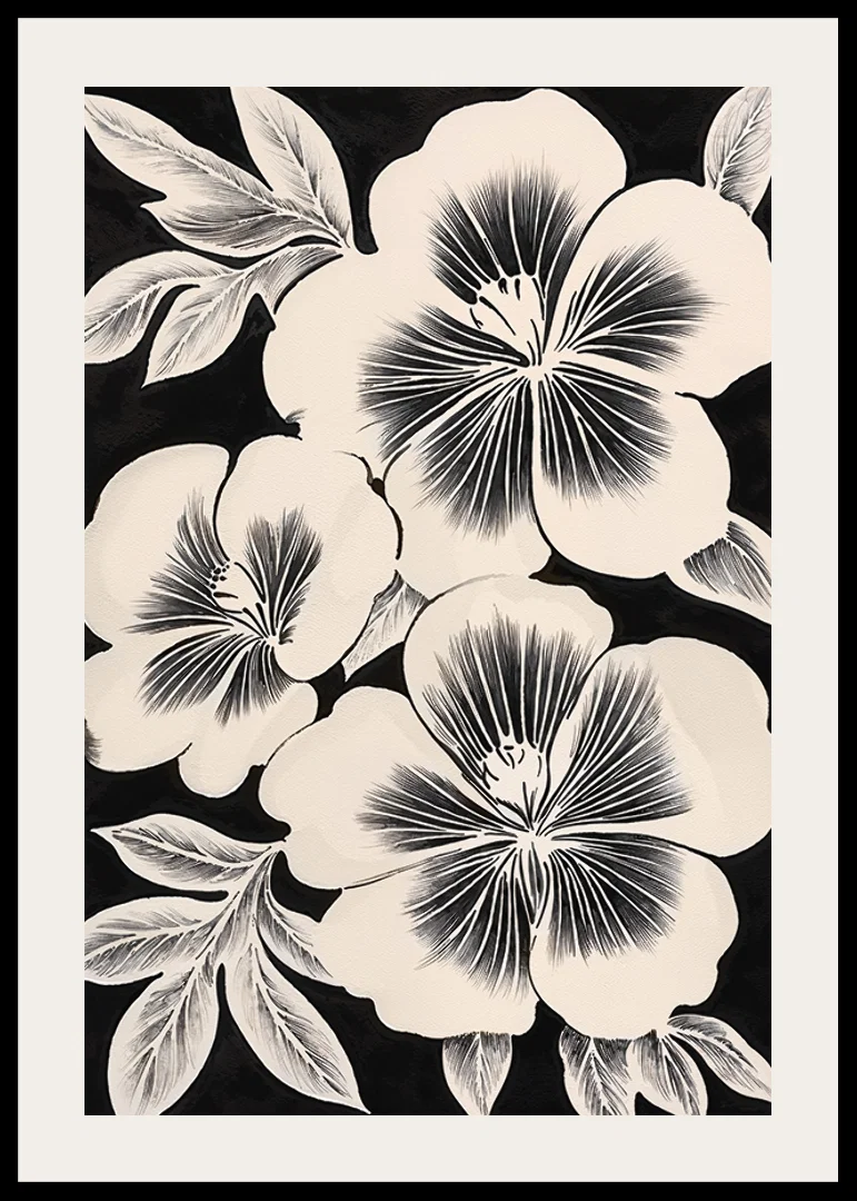 Black and white flowers spread timeless elegance in the room-12