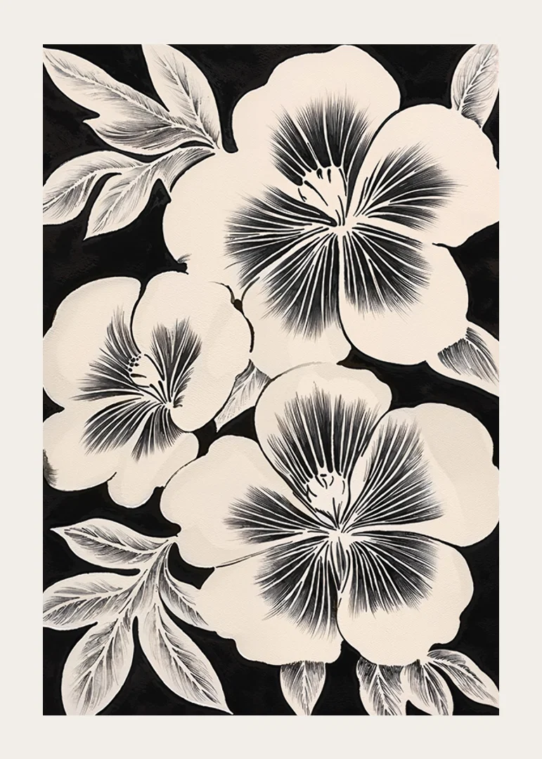 Black and white flowers spread timeless elegance in the room-12