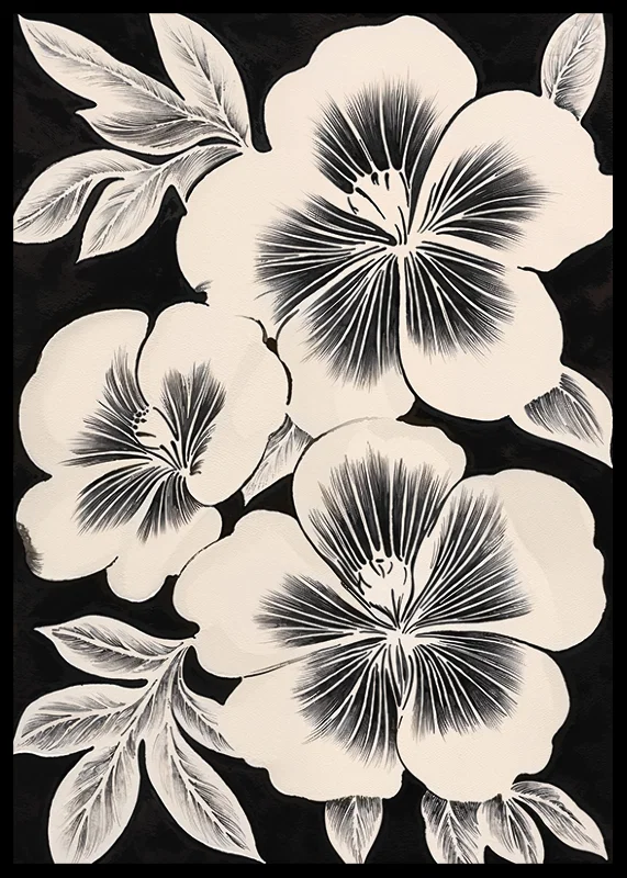 Black and white flowers spread timeless elegance in the room-12