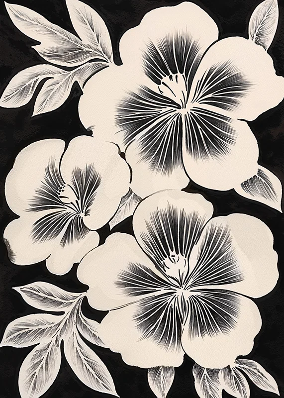Black and white flowers spread timeless elegance in the room-12
