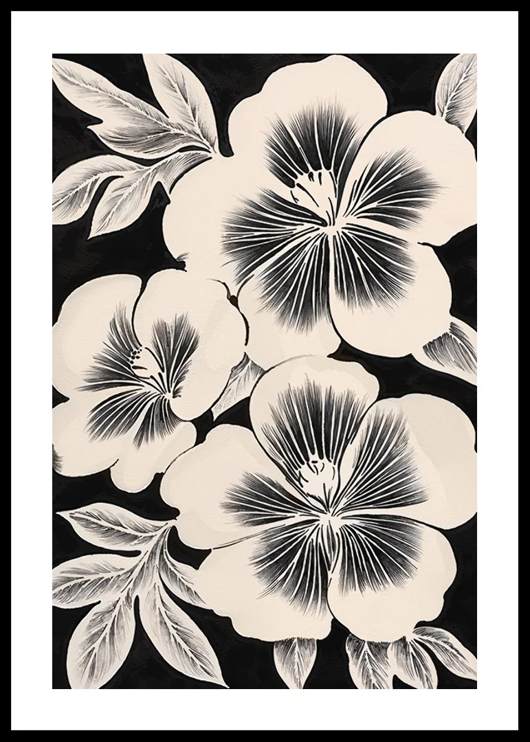 Black and white flowers spread timeless elegance in the room-12