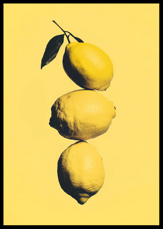 Three elegant lemons on a sunny yellow background that radiates energy-12