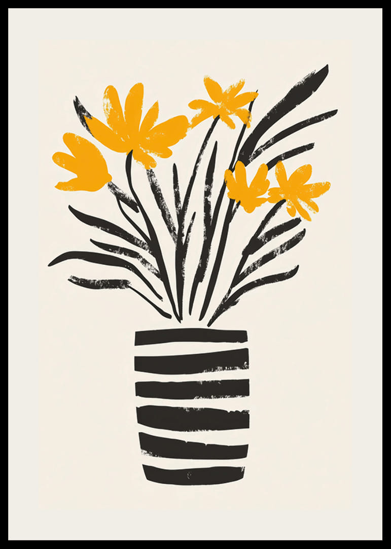 Žlté kvety v štýlovej pruhovanej váze rozdávajú radosť-12