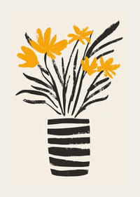 Žlté kvety v štýlovej pruhovanej váze rozdávajú radosť-3