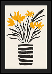 Yellow flowers in a stylish striped vase spread joy-4