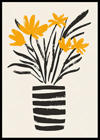 Yellow flowers in a stylish striped vase spread joy-6