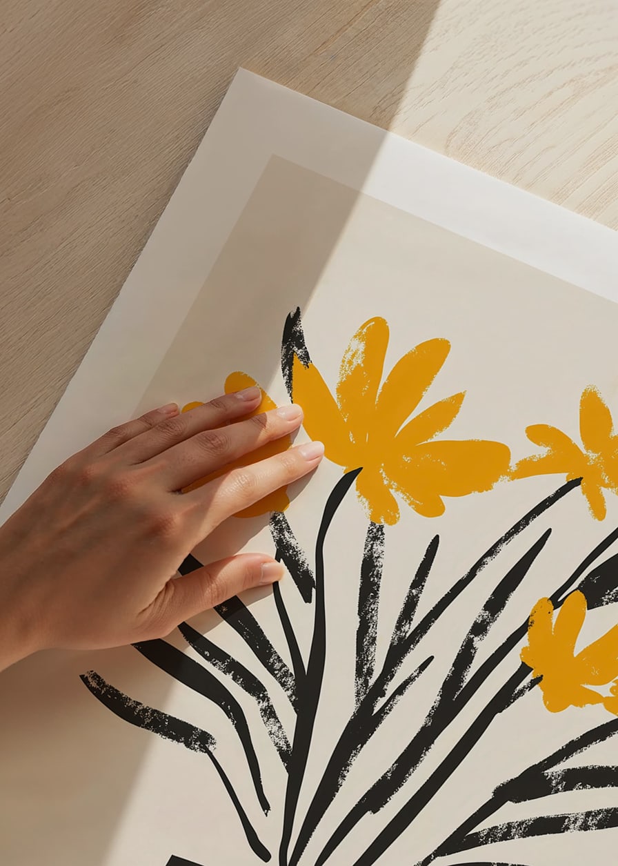 Yellow flowers in a stylish striped vase spread joy-12