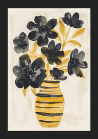 Sötét virágok táncolnak egy arany vázában, eleganciát teremtve a szobában-5