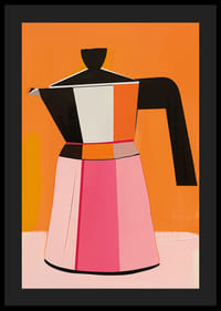 Mūsdienīgs kafijas automāts košās krāsās uz oranža fona-4