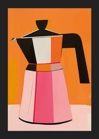 Mūsdienīgs kafijas automāts košās krāsās uz oranža fona-5