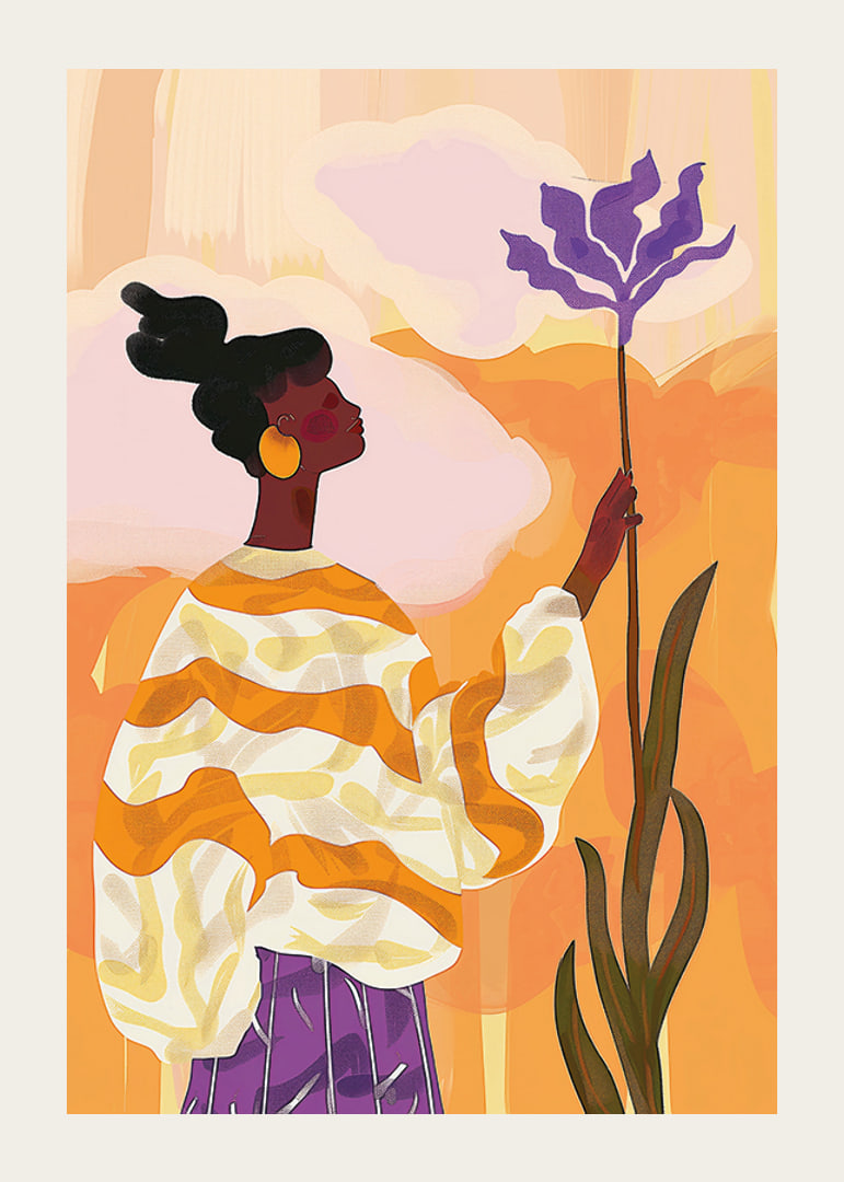 An elegant figure against a vibrant, colorful background-12