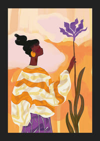 Elegantná postava na žiarivom, farebnom pozadí-5