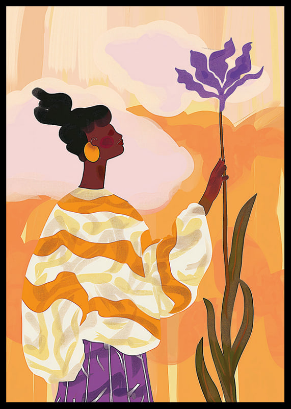 An elegant figure against a vibrant, colorful background-12