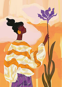 An elegant figure against a vibrant, colorful background-7