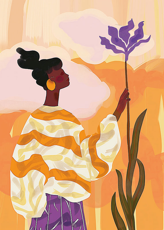 An elegant figure against a vibrant, colorful background-12