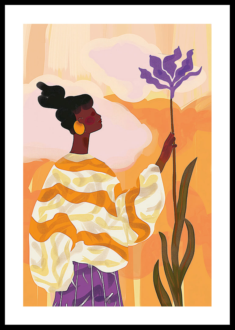 An elegant figure against a vibrant, colorful background-12
