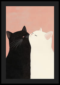 Två katter omfamnar ömt mot en rosa bakgrund-4