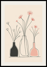 A minimalist poster with elegant vases and floral outlines-2
