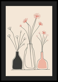 En minimalistisk affisch med eleganta vaser och blommiga konturer-4