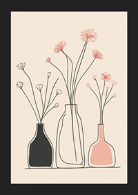 A minimalist poster with elegant vases and floral outlines-5