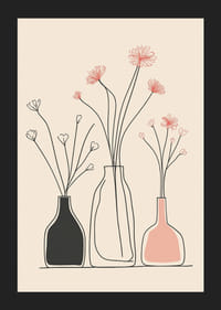 En minimalistisk affisch med eleganta vaser och blommiga konturer-5