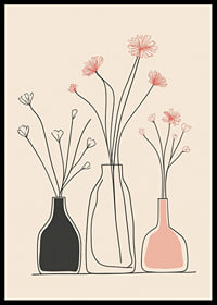 A minimalist poster with elegant vases and floral outlines-6