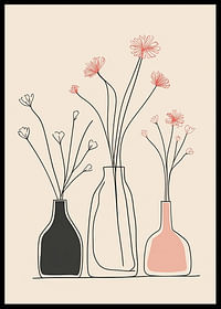 Un poster minimalist cu vaze elegante și contururi florale-2