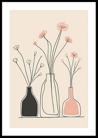 Un poster minimalist cu vaze elegante și contururi florale-0