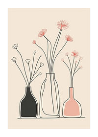 Un poster minimalist cu vaze elegante și contururi florale-1