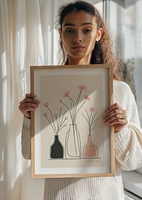 A minimalist poster with elegant vases and floral outlines-8