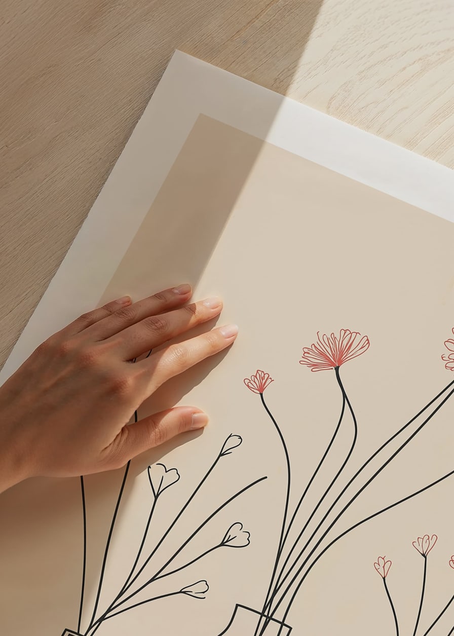 A minimalist poster with elegant vases and floral outlines-12