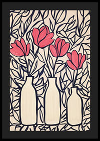 Livliga blommor i vaser, kontrasterade mot mörka blad-4